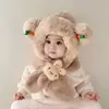 Gorro Infantil Otoño e Invierno Nuevo Estilo Bufanda Todo en Uno Gorro de Felpa Cortavientos y Cálido Lindo Dibujo Animado Bufanda Gorro Todo en Uno