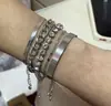 Conjunto de Pulseiras Personalizado Estilo Europeu e Americano Pulseira Multicamadas Temperamento Cravação de Strass Misturar e Combinar Corrente de Liga Pulseira Feminina da Moda