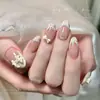Decorações de Arte para Unhas Laço de Pérola Estilo Francês Cor Mista Laço de Resina 3D Preto e Branco Acessórios de Strass para Unhas DIY