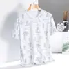 Al por mayor Transfronterizo Seda de Hielo para Hombre Manga Corta Estampado Nuevo Verano Cuello Redondo Moderno Secado Rápido Delgado Deporte Camiseta Top