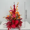 Arreglos de flores artificiales para bodas, arreglos florales para decoración de pasillo, decoraciones de escaparate de compromiso con temática de bosque, arreglos de escena de boda de color rojo rosa