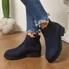 Botines Talla Grande Transfronterizos para Mujer 2026 Primavera Otoño Nuevos Botas Martin Punta Redonda Tacón Grueso Tacón Medio Elásticos Chelsea para Mujer