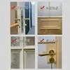 Porta de Banheiro de Vidro Minimalista de Liga de Alumínio Estilo Francês Retrô Cor Creme Porta de Abrir Porta de Banheiro