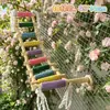 Escada de Escalada para Pássaros Papagaios, Madeira Sólida, Corda de Cânhamo, Escada de Escalada Macaron, Acessórios de Brinquedo para Alívio do Tédio de Gaiolas de Pássaros, Dropshipping de Rede Completa