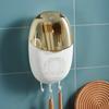 Porta-Hashis com Tampa, Cesto de Hashis de Parede sem Furos, Colher de Cozinha, Caixa de Armazenamento Doméstica com Drenagem, Suporte de Armazenamento, Ventilação