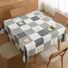 Mantel cuadrado fresco y simple, impermeable, a prueba de aceite, fácil de limpiar, con un elegante diseño a cuadros, adecuado para mesas cuadradas pequeñas, cubierta de mesa de comedor resistente al calor