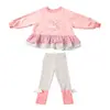 Conjunto de Moletom Fofo e Leggings para Meninas, Novo Estilo Primavera 2026, Roupa Casual Estilosa para Bebês Meninas