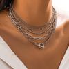 Joyería transfronteriza europea y americana simple geométrica otbuckle pulsera versátil femenina creativa mezcla y combina cuentas redondas con incrustaciones de diamantes pulsera multicapa
