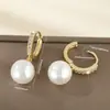 Pendientes colgantes de lujo de estilo europeo y americano con temperamento, incrustaciones de cobre, perla de circonio, pendientes retro elegantes para mujer, pendientes una generación de cabello