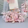 Arreglo floral de piso para boda, decoración de fila de flores rosas, flores de boda, flores artificiales, decoración de pasillo, ambientación, arte floral de escenario T