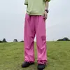 Mono fluorescente verde dopamina retro americano marca de moda para hombre y mujer verano delgado holgado casual recto pierna ancha pantalones