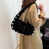 Bolso de hombro para mujer, estilo coreano, moderno, con remaches, estilo occidental, de gran capacidad, portátil, para hacer dumplings, de comercio exterior, 2025
