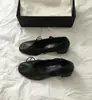 Zapatos planos de piel auténtica con lazo estilo coreano y punta fina, zapatos de trabajo para mujer, punta redonda, bailarinas de tacón grueso, zapatos Mary Jane de tacón alto