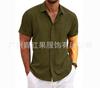 Camisas de Lino para Hombre, Camisetas Retro de Manga Corta, Camisas Sueltas de Talla Grande para la Playa