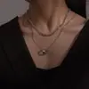 Joyería Transfronteriza Acero de Titanio Baño Cadena de Collar Cintura Pequeña Cadena de Collar Apilada Doble Capa de Moda para Mujer Accesorios para Sudadera de Lujo Ligero