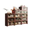 Estantería de Madera Maciza Estante de Almacenamiento Gabinete de Cristal de Piso a Techo Gabinete de Almacenamiento Hogar Sala de Estar Infantil Estantería a Prueba de Polvo