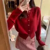 Nuevo cárdigan suave y acogedor 100% lana para otoño e invierno para mujer, estilo corto, exquisito y adecuado para ir al trabajo, chaqueta suéter tejida