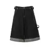 Nb322 Calle Principal Estilo Americano Unisex Gama Alta Mezclilla Cruda Diseño Desestructurado Pantalones Cortos de Mezclilla Holgados y Recortados para Hombre