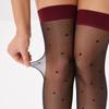 Calcetines de Seda Negros con Puntos Rojos, Estilo Largo y Delgado, Transparentes Sexys de Seda Negra, Jacquard de Puntos Redondos, Calcetines Estilo JK Japonés, En Stock