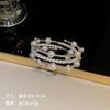 Anillo de estilo coreano, personalidad simple, super brillante, lujo ligero, con circonita incrustada, pulsera elástica de varias capas apiladas, anillo de moda, combina con todo