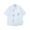Camisa de Rayas Bordadas Estilo Americano de Manga Corta para Hombre y Mujer 2026 Holgada Estilo Coreano Estilo Perezoso Camisa Top