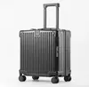 Maleta con Marco de Aluminio 18 pulgadas Estuche Pequeño para Computadora Maleta de Viaje con Ruedas Universales Silenciosas Portavasos para Hombres y Mujeres