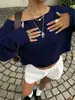 Sudadera corta de estilo europeo y americano para mujer, hombros descubiertos, color liso, hombros caídos, manga larga, holgada, hombro asimétrico, top corto casual para primavera y otoño