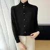Jaqueta cardigan feminina, quente, algodão puro, cinza, adequada para usar por cima, com gola semi-alta dobrável, espessada para outono e inverno, pode ser usada em cross-border, fina