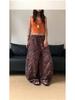 Calça Casual Longa com Estampa de Leopardo Estilo Americano para Mulheres, Novo Design Outono 2026, Tendência de Calça Wide Leg Retrô High Street de Nicho