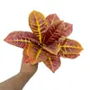 Planta de simulación decoloración madera rociado hoja de baniano dorada hoja multicolor verde rosa planta de simulación pared material de emparejamiento viga de planta verde