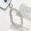 Cadena de Teléfono Móvil de Gama Alta Kc-1 con Cuentas de Fresa de Cristal, Lanyard de Teléfono Hecho a Mano con Cuentas, Cadena Corta para Muñeca, Estilo de Alta Gama para Mujer