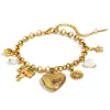 Moda Transfronteriza Europea y Americana Elegante Lujo Ligero Joyería de Mano Acero Inoxidable Chapado en Oro de 18 Quilates Pulsera con Colgante de Mariposa de Amor