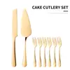 Juego de Cuchillo y Pala para Pastel de Acero Inoxidable 1010, Tenedor, Cuchillo y Tenedor para Pastel de Luna, Tenedor para Postre y Fruta, Pala para Pizza para Hornear