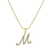 Europa y Estados Unidos transfronterizo 26 letras conjunto de cobre circonita cadena de serpiente redonda collar letras colgante de oro creativo simple letras