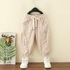 Roupa Infantil Meninos Calça de Verão 2024 Verão Solta Algodão e Linho Fina Cargo Anti-Mosquito Calça Tendência Venda Quente Transfronteiriça
