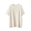 Suéter 100% cachemira pura para mujer, tejido de cuello redondo y manga corta, nueva prenda básica de otoño e invierno, top cómodo de manga tres cuartos, moderno