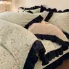 Funda de Cama Gruesa Cálida Invierno Estilo Retro Francés Leche Polar Juego de Cuatro Piezas Polar Coral Polar Añadido Funda Nórdica Ropa de Cama