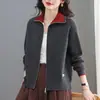 Cardigan de Punto para Mujer, Nuevo Estilo Primavera y Otoño 2026, Corto, Holgado, con Cremallera, Moda, Cuello Solapa