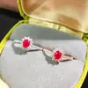 Plata S925 de alta calidad Chapado en Platino Incrustado con Rubí Natural (Quemadura Antigua) Anillo Diseño Clásico Joyería 4x5