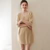 Vestido largo de punto nuevo con cuello redondo para mujer, grueso, holgado, suéter falda de otoño e invierno, con temperamento, hasta la rodilla, cachemir