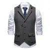 Chaleco de traje para hombre estilo europeo y americano transfronterizo 2026, con un patrón de espiga retro, solapa de muesca y diseño de un solo botón, perfecto para uso casual