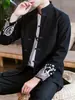 Conjunto de jaqueta com gola mandarim, abotoada, estilo chinês, masculina, oversized, de corte solto, com estampa retrô, para usar como outerwear e calça casual, para primavera e outono