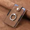 Suministro directo de fábrica pegatina trasera para teléfono móvil tarjetero color sólido soporte de anillo simple tarjeta magnética para coche tarjetero de cuero portátil