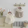 Verão Novo Bebê Renda Renda Gola Sem Mangas Beicinho Lebre Roupas Macacão Princesa Estilo Estrangeiro de Menina Bebê