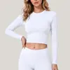 Amazon Europa y América Ropa Deportiva Fitness Camiseta de Manga Larga Transfronterizo Rusia Running al Aire Libre Ciclismo Top Corto Mujer