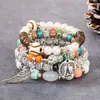 Artículo más vendido transfronterizo: Pulsera Colgante de Ala de la Torre Eiffel Estilo Bohemio, Pulsera de Cuerda Elástica Multicapa con Cuentas