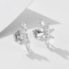 Pendientes de lujo ligeros transfronterizos en plata s925 con circonitas geométricas de ojo de caballo, pendientes combinables con pétalos sencillos en forma de abanico para mujer.