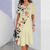 Novo Vestido Feminino 2024 Estampa de Borboletas e Floral Vestido Elegante de Comprimento Médio Vestido Feminino