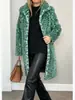Abrigo de felpa de longitud media con estampado de leopardo estilo europeo y americano 2026, abrigo de solapa de moda para otoño e invierno, abrigo holgado para commuting, en stock