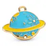Pingente Coração Estrela de Liga Esmaltada Azul Charme para Colar Chaveiro Acessórios de Joia Venda por Atacado em Estoque